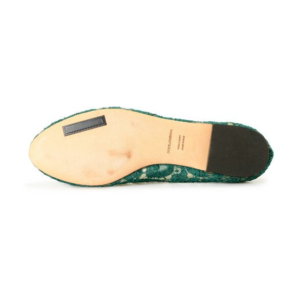 Dolce & Gabbana Women's Green Lace Leather Ballet Flat Shoes US 11.5 IT 41.5 - Picture 6 of 8